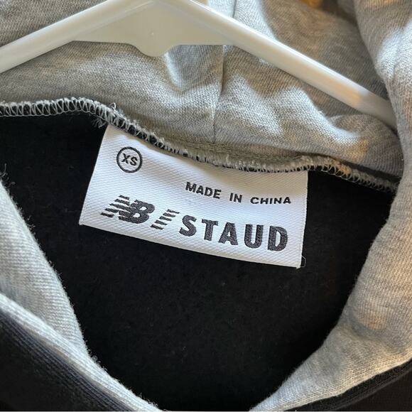 New Balance x STAUD Colorblock Sweatshirt Hoodie Black Grey XS - Picture 4 of 9